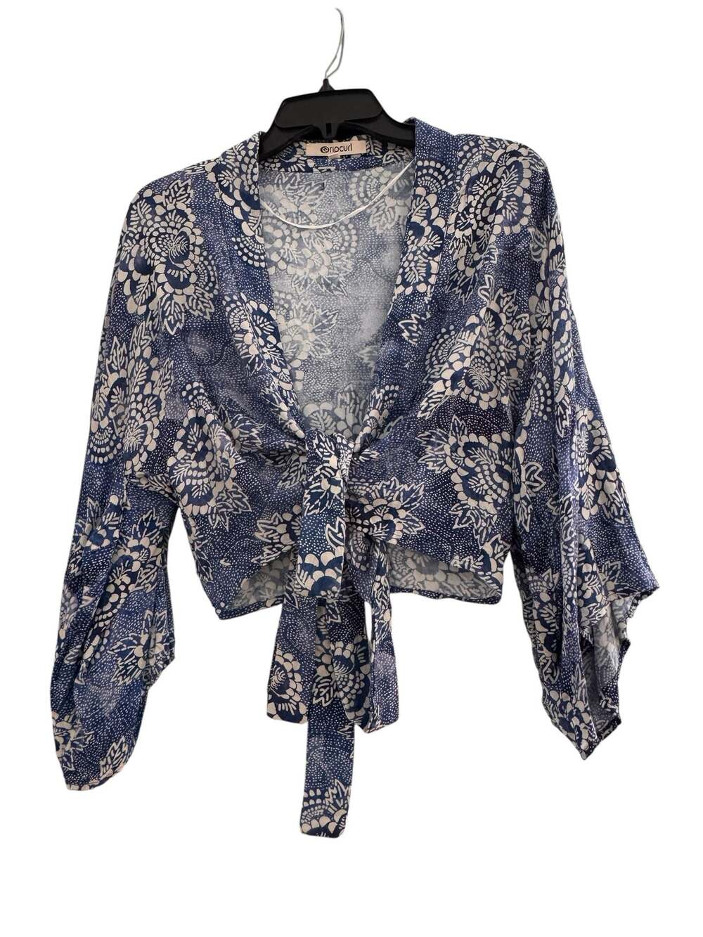 Rip Curl Women's Floral Print Long Sleeve Tie-Front Wrap Crop Top